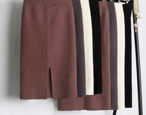 转卖加厚针织半身裙一步裙包臀裙女秋冬季长裙...