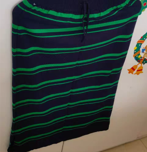 包邮韩版气质横条纹针织半身裙女秋冬2022新款高腰a字一步裙...