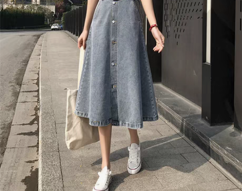 转卖牛仔半身裙中长款女2021夏季新款高腰...