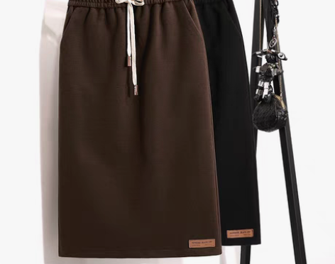 转卖中长款咖色毛呢半身裙女冬2022新款高...