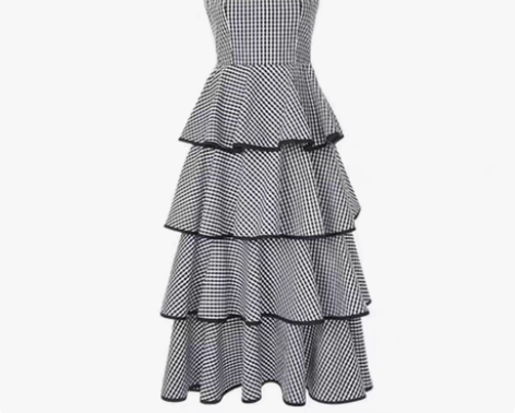 包邮吊带格子长裙蛋糕裙 新旧程度:99新，...