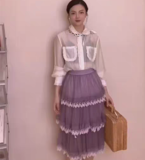 包邮紫色半裙纱纱蛋糕裙美千代品牌正品，特惠...