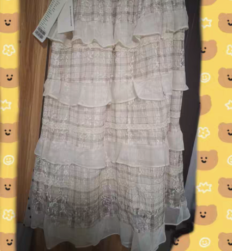 包邮全新 夏柏 马克华菲同款蛋糕裙 蕾丝长...