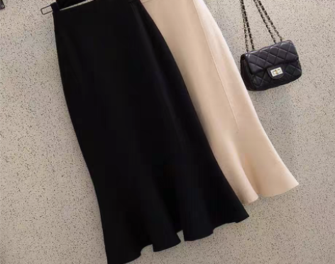 转卖针织毛线半身裙女秋冬中长款高腰鱼尾裙包...