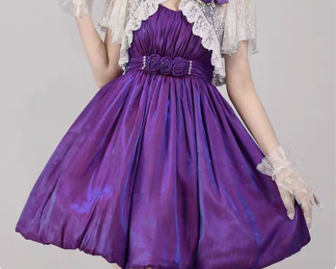 包邮颂歌女神 浮光 双色偏光缎面花苞裙日常...