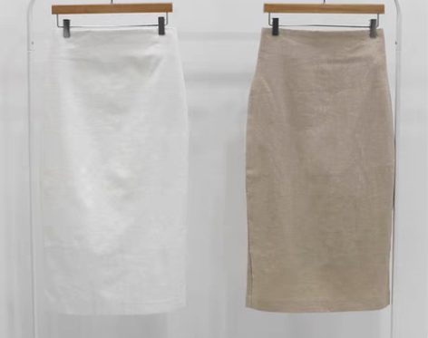 转卖高腰铅笔一步包臀半身裙中长棉麻亚麻后开...