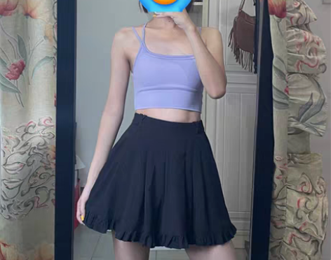 包邮甜美学院风花苞裙高腰阔腿拉链宽松显瘦裤...