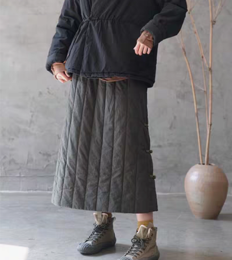 包邮民族风休闲文艺色织加厚夹棉半身裙 复古...