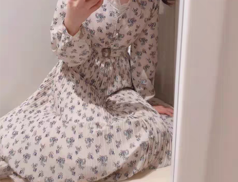nice claup复古风连衣裙 两件套 ...