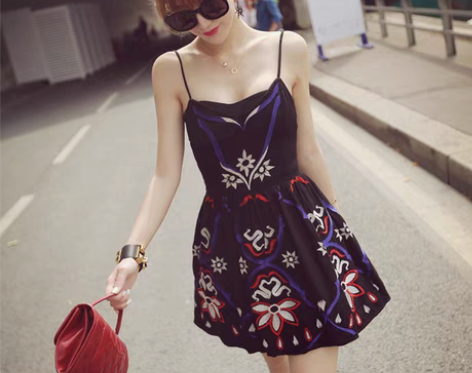 转卖海边度假裙沙滩短裙夏季小辣椒同款民族风...