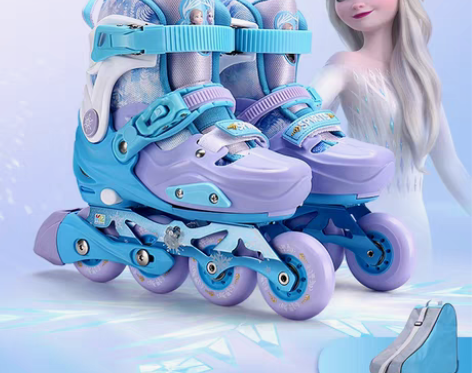 转卖冰雪奇缘 直排轮滑鞋 98新轮滑鞋，孩...