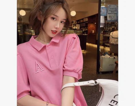 转卖SA泡泡袖宽松休闲显瘦裙子女粉色中长款...