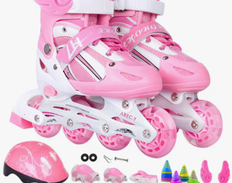 转卖直排溜冰鞋儿童可调男童女童闪光轮滑鞋全...