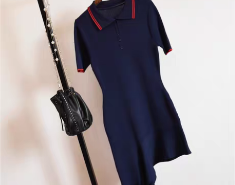 转卖2018气质POLO领长短不规则裙摆运...