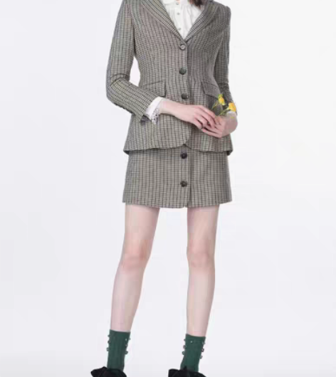 包邮淑女屋格子学院风A字裙半身裙 S码 全...