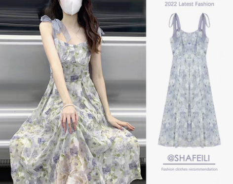 转卖夏季女装2022年新款显瘦长裙收腰别致...