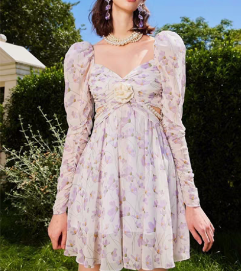 包邮OZLANA2022夏季新款碎花连衣裙...