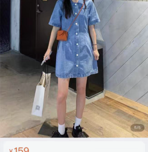 包邮吱呤 复古港风牛仔裙连衣裙2020新款...