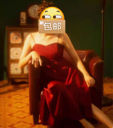 包邮复古 港风 红连衣裙 自拍馆 摄影工作...