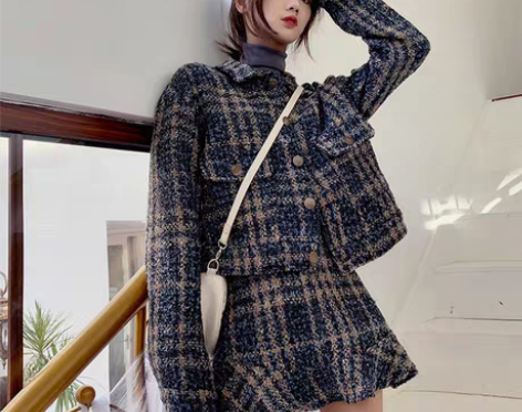 转卖【双11狂欢价】毛呢裙子套装女神洋气时...