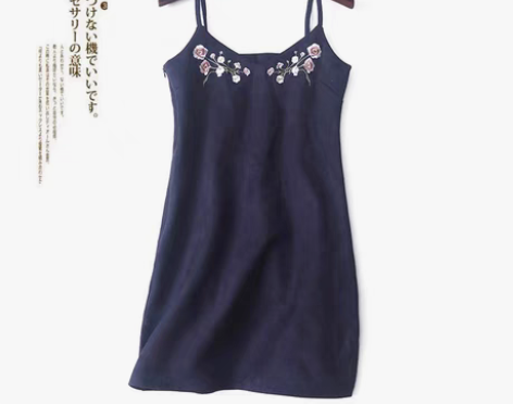 包邮春秋季新款法式设计感小众复古麂皮绒刺绣...