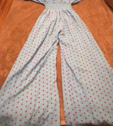 蓝色气质质雪纺连体裤女夏装新款名媛时尚圆点...