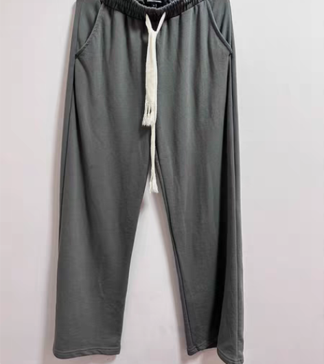 包邮抽绳慵懒阔腿裤女春秋高腰宽松直筒休闲卫...