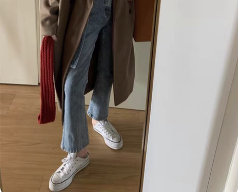 包邮高腰微喇牛仔裤女春秋季韩版新款阔腿宽松...