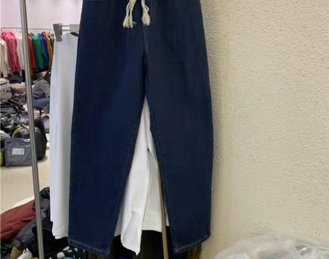 转卖欧洲站冬季新款韩版松紧腰系带加绒爱吼蓝...