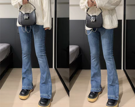 转卖高腰加厚厚绒保暖口袋高腰牛仔裤显瘦弹力...