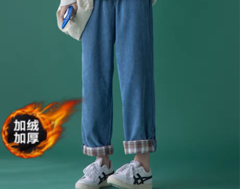 包邮灯芯绒直筒裤女秋冬学生韩版宽松显瘦休闲...