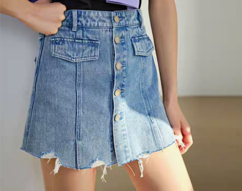 转卖ONLY2020夏季新款高腰拼接毛边A...