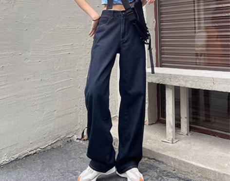 转卖NKAZ高腰直筒裤网红牛仔裤女2021...