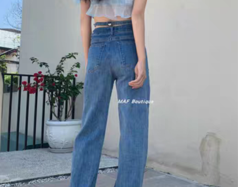 转卖【清仓不退不换】MAF破洞绑带阔腿裤牛...