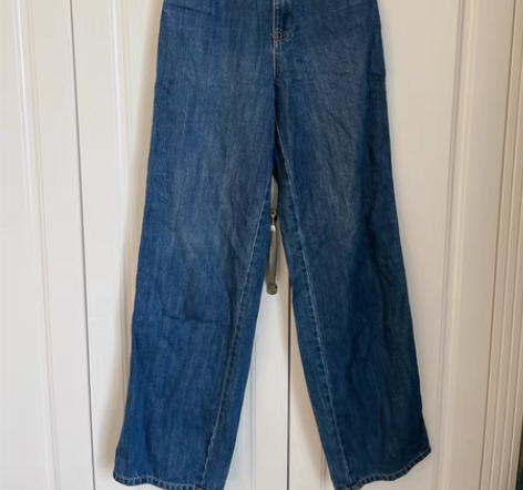 包邮直筒 阔腿 牛仔裤 复古蓝 S码 爽快...