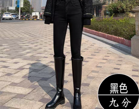 转卖黑色牛仔裤，新款潮春秋季高腰修身显瘦紧...