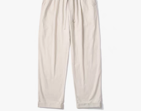 转卖沾酱 松紧腰透气九分棉麻裤男  轻薄工...