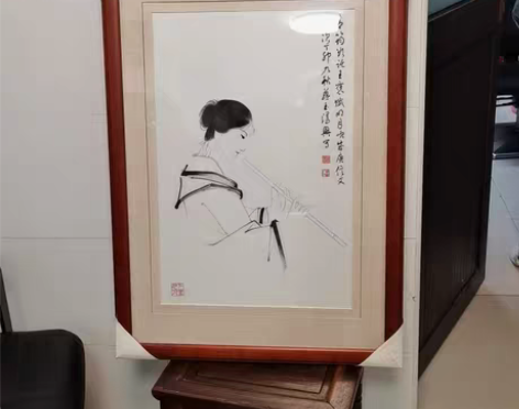 刺绣画。木框59.5+83厘米。成色几乎全...