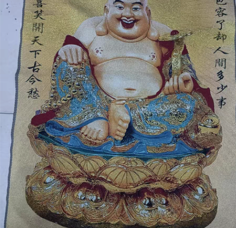 包邮古玩收藏刺绣画织锦画苏绣 大广量心，唐...