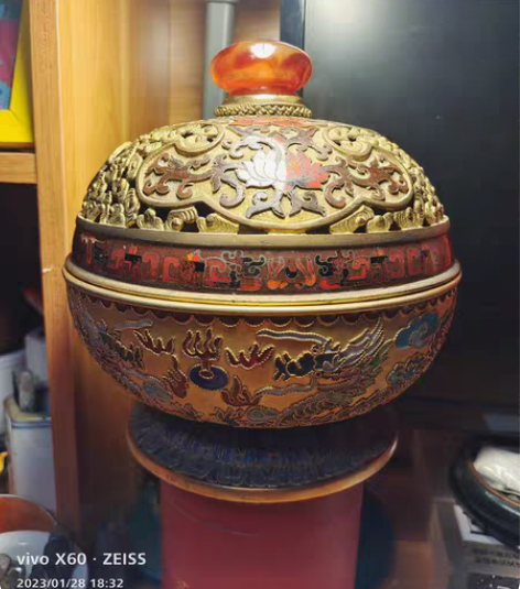 掐丝珐琅熏庐!盖子清代,底是出口创汇!揪是...