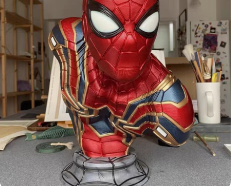 包邮38CM胸像钢铁蜘蛛侠半身像大号手办模...