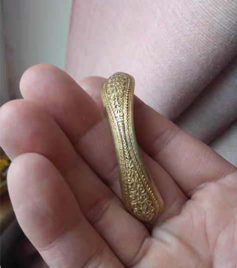 包邮古董收藏古玩清代鎏金双尖老银簪子发饰配...