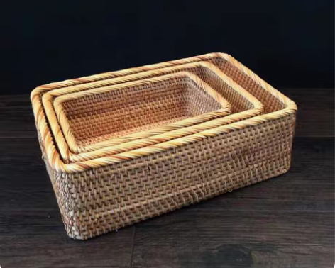 厂家倒闭清仓处理 越南秋藤编 收纳篮 手工...