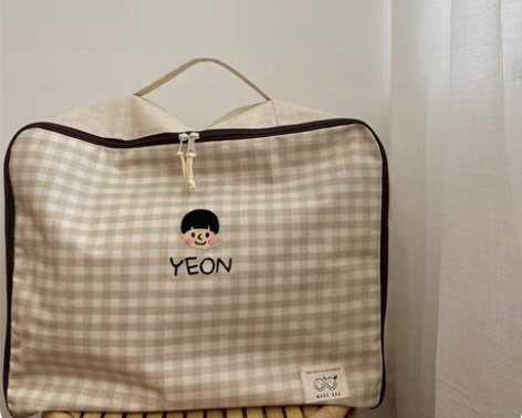 包邮韩国ins刺绣名字幼儿园被子收纳袋行李...