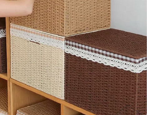 包邮日式储物盒草编藤编杂物玩具零食家用收纳...