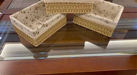 包邮草编收纳筐藤编织布艺桌面杂物玩具钥匙篮...