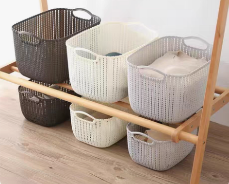 包邮仿藤编收纳筐零食玩具杂物整理篮子手提衣...