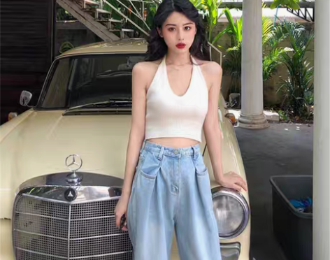 转卖法式挂脖吊带背心女夏外穿短款露脐202...