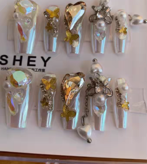 包邮闲置美甲M码 实物颜色是淡颜色的，拍出...