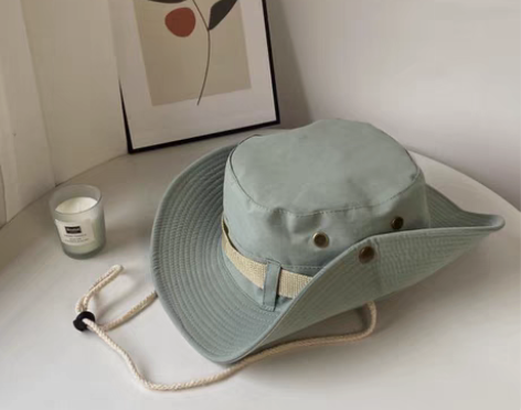 包邮日系大檐渔夫帽旅游露营西部牛仔帽子女户...